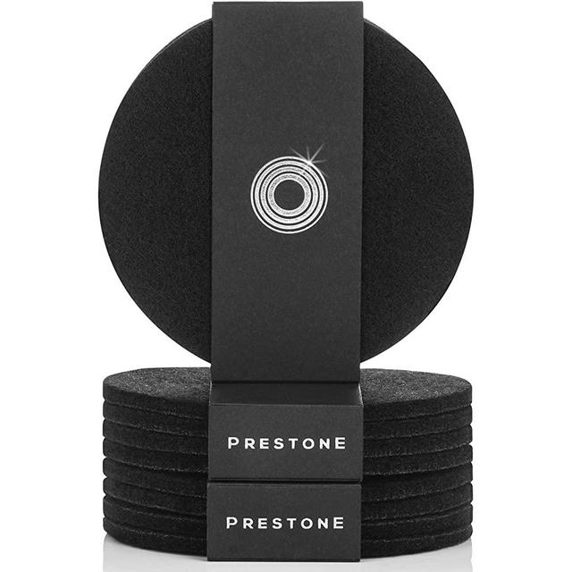 Coasters for Drinks Set of 9, Absorbent Felt Coasters with Double Holder, Unique Phone Coaster, Premium Package, Perfect Housewarming Gift Idea, Protects Furniture (Round, Black)