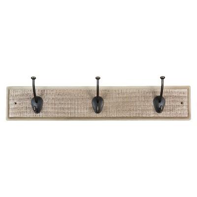 Sumner Street Home Hardware 3-Hook Rustic Wall Coat Rack - White/Brass