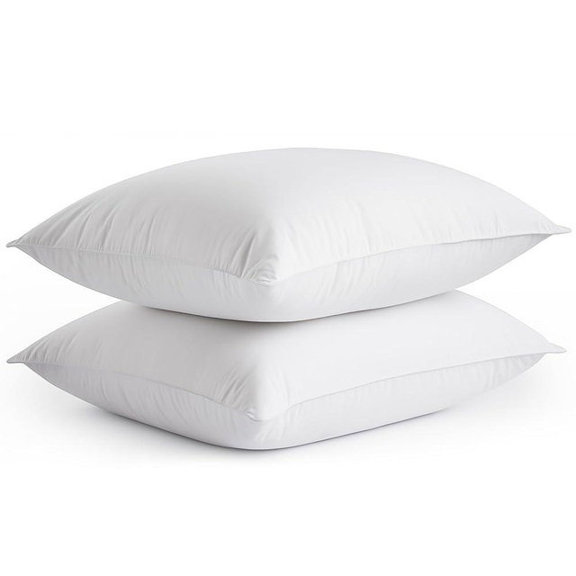 Goose Down Feather Pillows, Soft Bed Pillows Standard Size Set of 2, 100% Soft Cotton Shell, Hotel Pillows for Back, Stomach or Side Sleepers