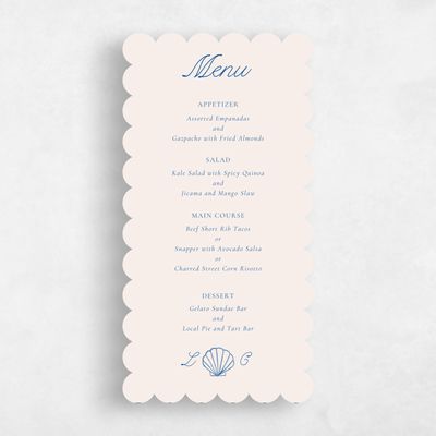 Blue Scalloped Wedding Menu - Boracay