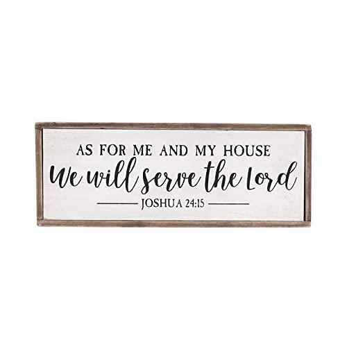 Mini Wooden Block Prayer Sign - As for Me and My House We Will Serve The Lord, Bible Verse Home Decor, Rustic Farmhouse Christian Wall Decor, 9.6" W x 3.6" H