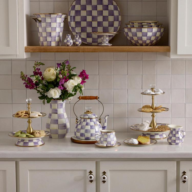 MacKenzie-Childs, Violet Check Tea Kettle | Zola