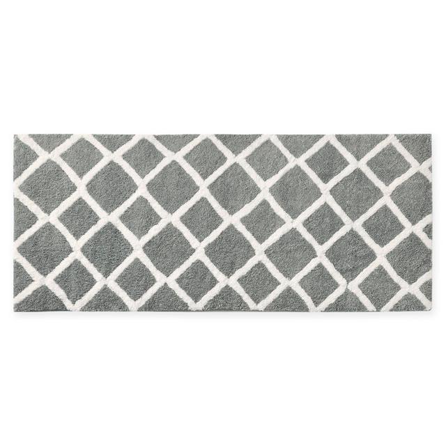 Madison Park Bittman 60" x 24" Reversible Microfiber Bath Rug in Grey
