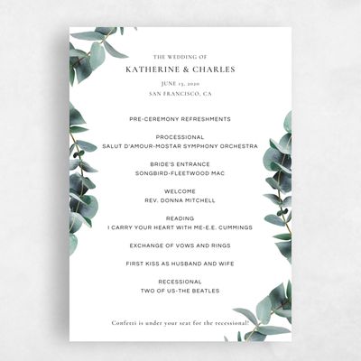 Green Simple Wedding Program - Galata