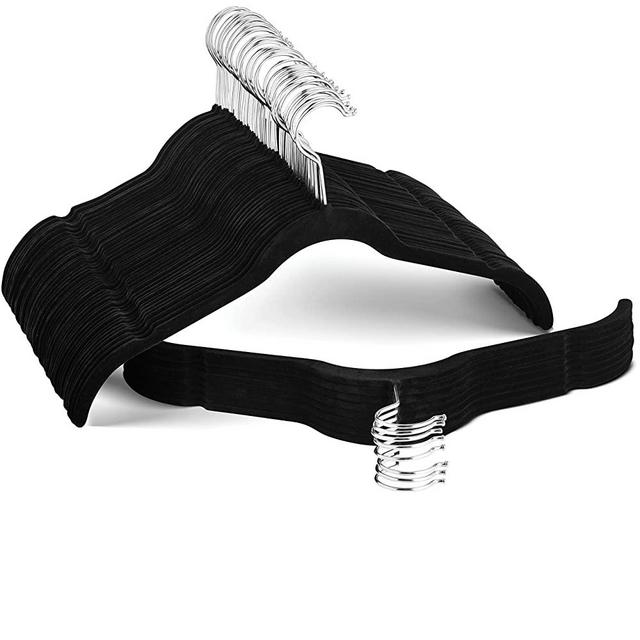 Premium Velvet Shirt Hangers (50 Pack) Non Slip Clothes Hangers, Ultra Slim Hangers Gain 50% Closet Space, 360° Swivel Hook, Clothes Hangers for Tops, Dress Shirts, Blouses, Strappy Dresses, Delicates