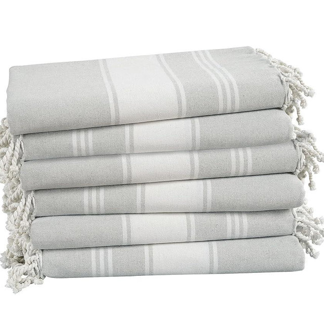 LANE LINEN Pool Towels, Turkish Beach Towels Oversized Set of 6, Pre-Washed, No Shrink, Quick Dry Travel Towel, Stylish Beach Towel for Women, Absorbent & Sand Free towel, 39"x71" - Grey