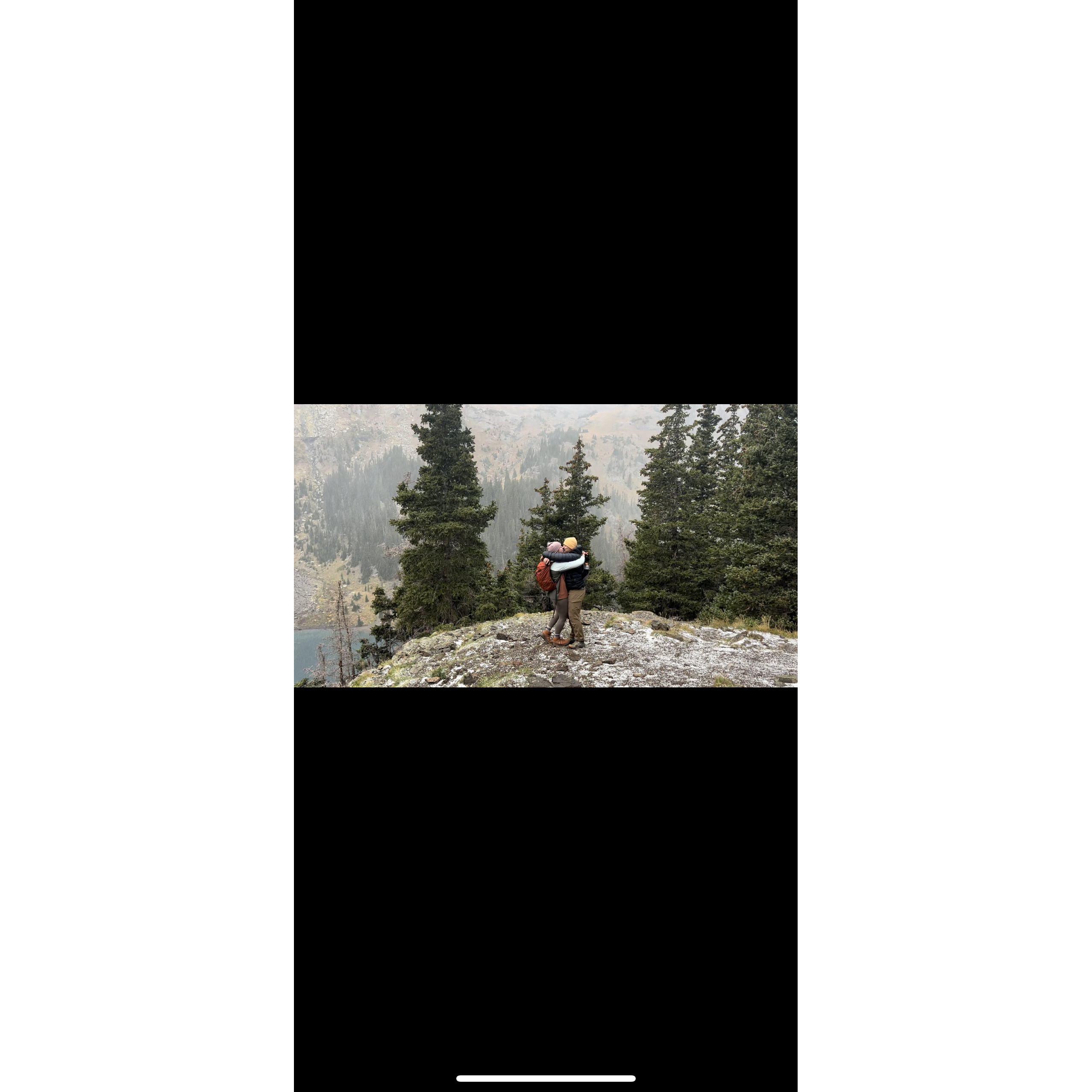 The most "us" proposal- it was sunny and beautiful, then the weather flipped to sleet, wind, and storms haha.