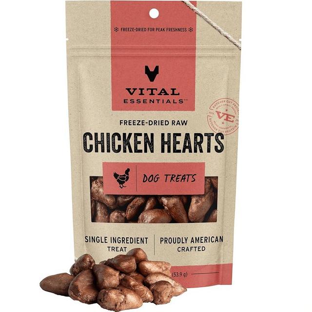 Vital Essentials Freeze Dried Raw Single Ingredient Dog Treats, Chicken Hearts, 1.9 oz