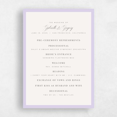 Purple Simple Wedding Program - Laroque
