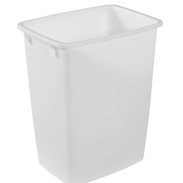 Rubbermaid Small Kitchen Bathroom Trash Can, 9 Gallons, White, Waste Basket for Under Counter/Kitchen/Office/Bedroom/Bathroom