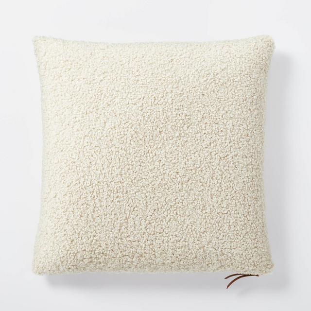 Oversized Boucle Square Throw Pillow with Exposed Zipper Cream - Threshold™ designed with Studio McGee