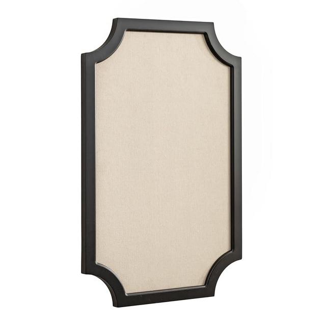 Hogan Framed Scalloped Decorative Wall Pinboard, Black, 24 x 36, Rustic Modern Farmhouse Bulletin Board for Wall Organization and Decorative Displays