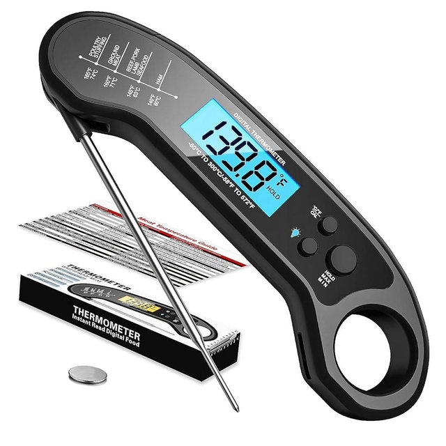 Biison Meat Thermometer Digital, Instant Read Meat Thermometer for Grill and Cooking, IP66 Waterproof Food Thermometer for Kitchen and Outside, BBQ, Turkey, Candy, Liquids, Beef