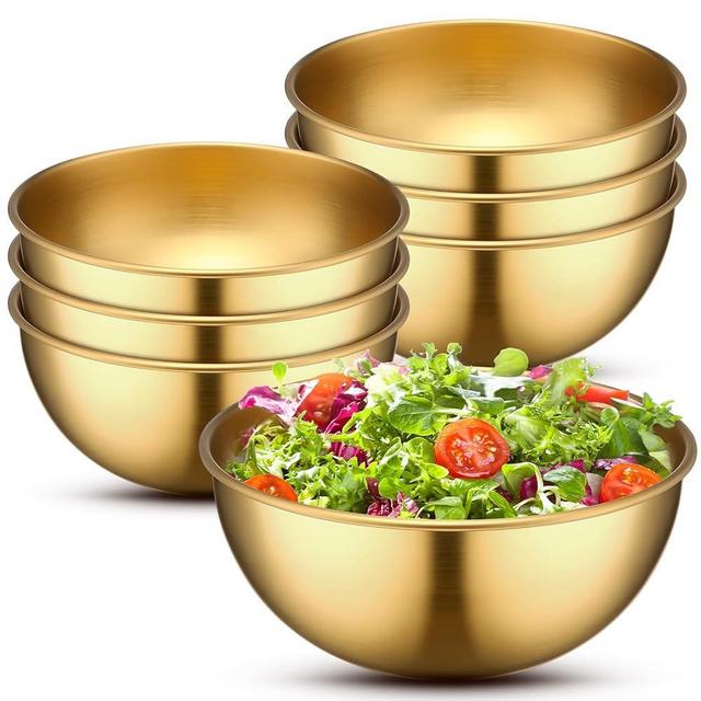 Nuogo 10 Pcs Stainless Steel Gold Mixing Bowls Gold Esthetician Bowls for Wedding Party 4th of July Baking Prepping Serving Facial Food Salad Fruit Snack Soup Cereal (4.7 Inch)