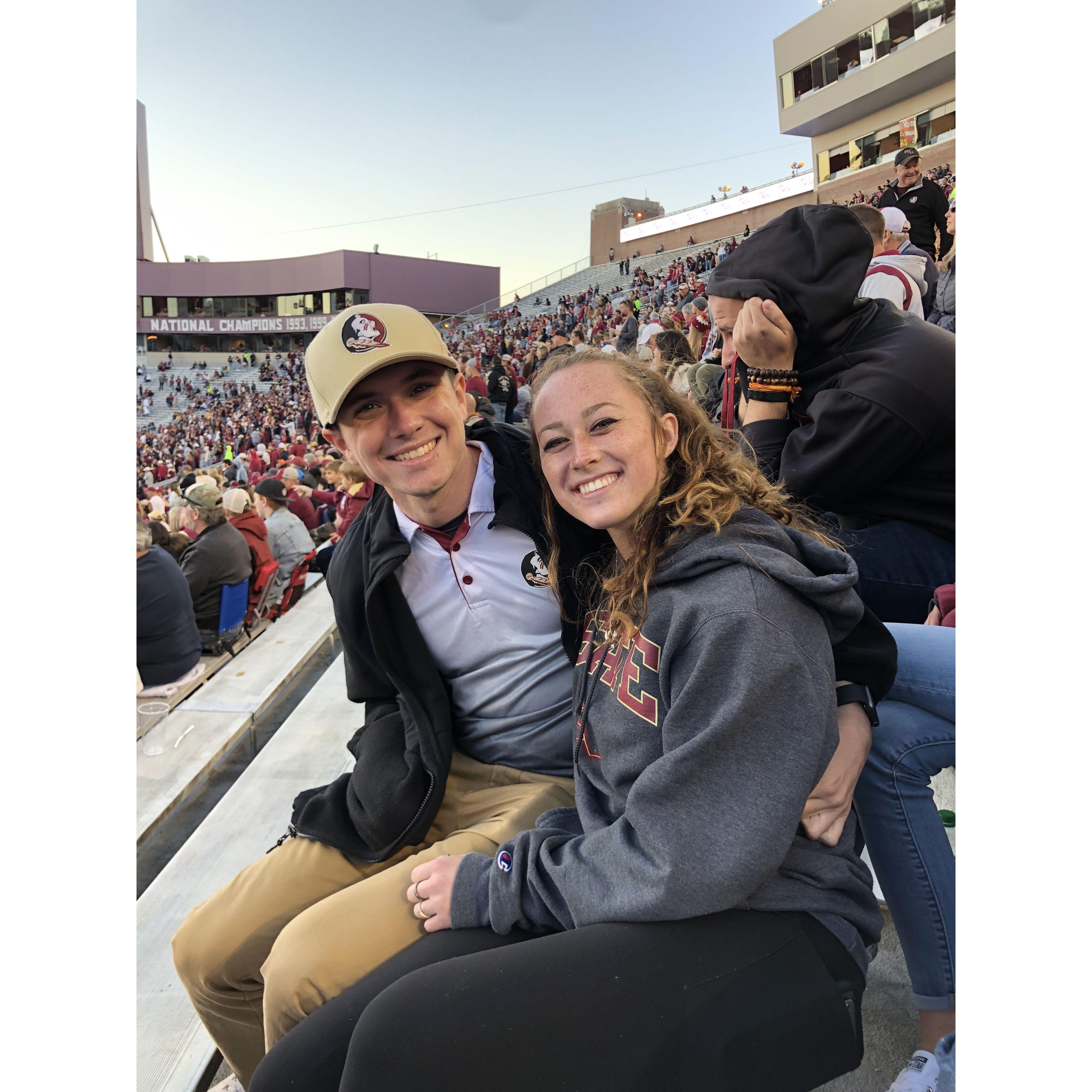 Our first football game together with his sister, Elizabeth.