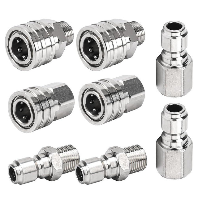 Pressure Washer Quick Connect Kit, 3/8 Inch Quick Connect Fittings, Stainless Steel Adapter Set, Female and Male Thread, 8 Pack