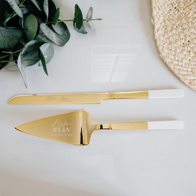 Personalized Kate Spade Love Me Not Cake Knife & Server Set (2pc) Custom Engraved With Love Wedding Cake Server and Knife SET, Cake Cutting
