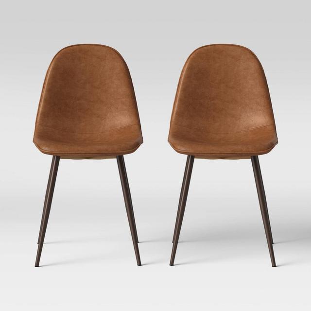 2pk Copley Upholstered Dining Chair Faux Leather Caramel - Project 62™