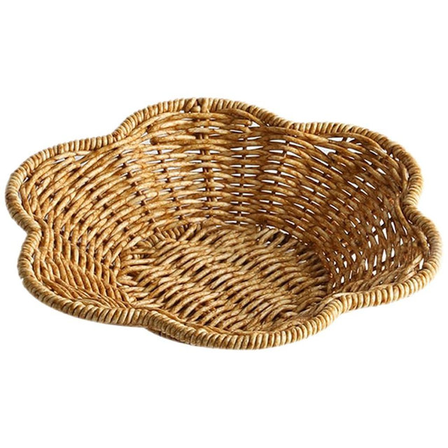 Cabilock Fruit Bowl Bread Serving Basket Woven Tray Practical Snack Basket Decorative Basket Woven Fruits Basket Fruit Tray Dried for Kitchen Counter or Table Decorations