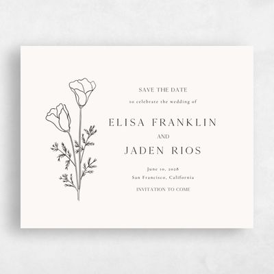 Beige Wedding Save the Date - Coquelicot Landscape