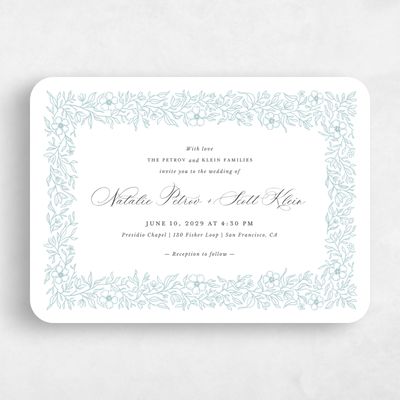 Blue Rounded Wedding Invitation - Elaina Landscape