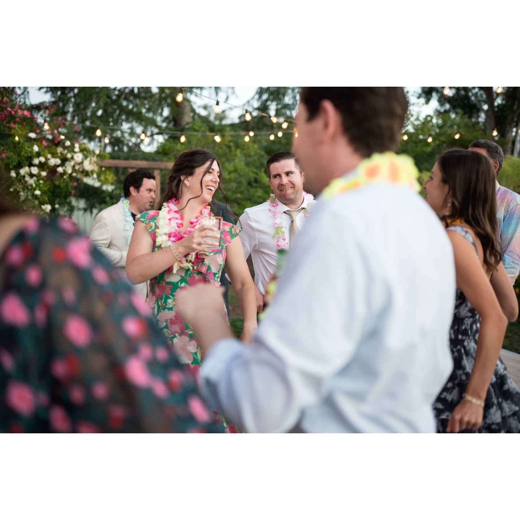 Caught in the act, breaking it down on the dance floor at Erin's best friend's wedding