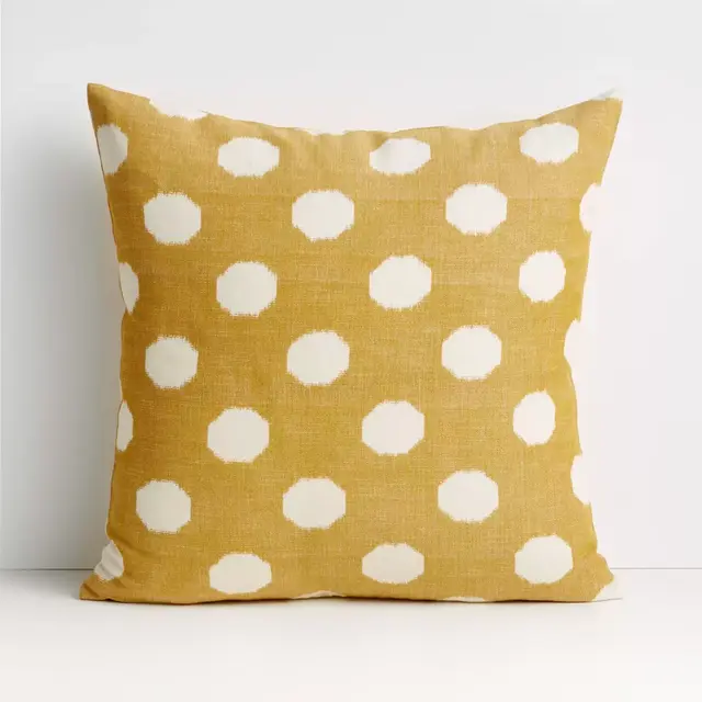 Anellis 20" Golden Yellow Polka Dot Pillow with Feather-Down Insert