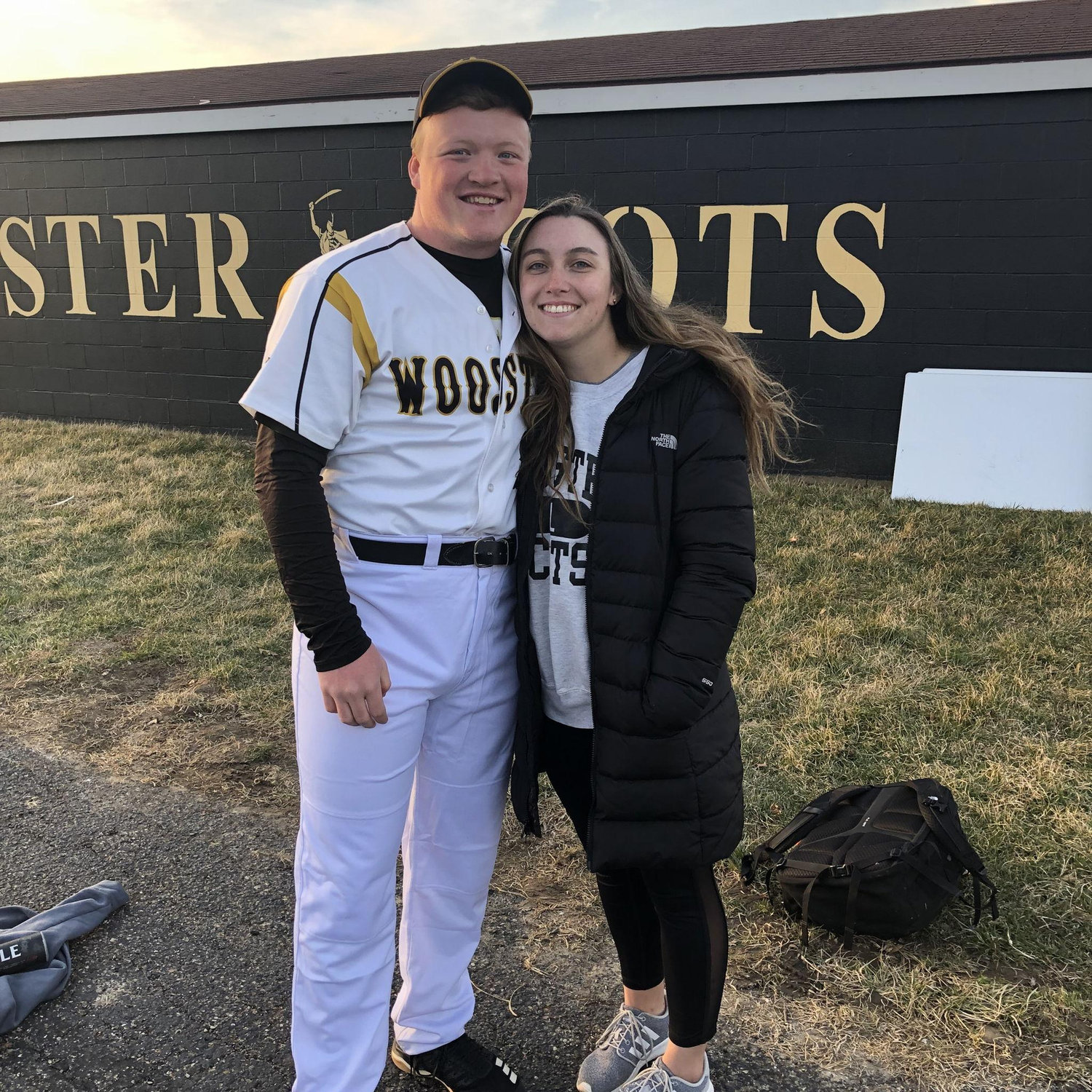 One of our first photos together at the Art Murray baseball field at the College of Wooster