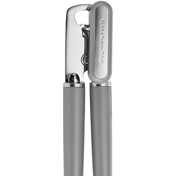 KitchenAid Classic Multifunction Can Opener and Bottle Opener Easy to Use, Razor Sharp Stainless Steel Cutting Wheel, Soft Ergonomic Handles, Gray