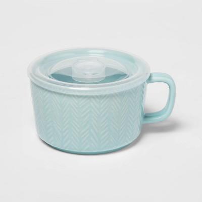 17.6oz Stoneware Cable Knit Soup Mug Teal - Threshold™
