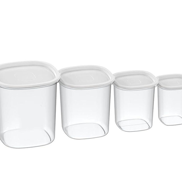 8 Piece Plastic Food Storage Container Set, Clear Kitchen Organization Canisters