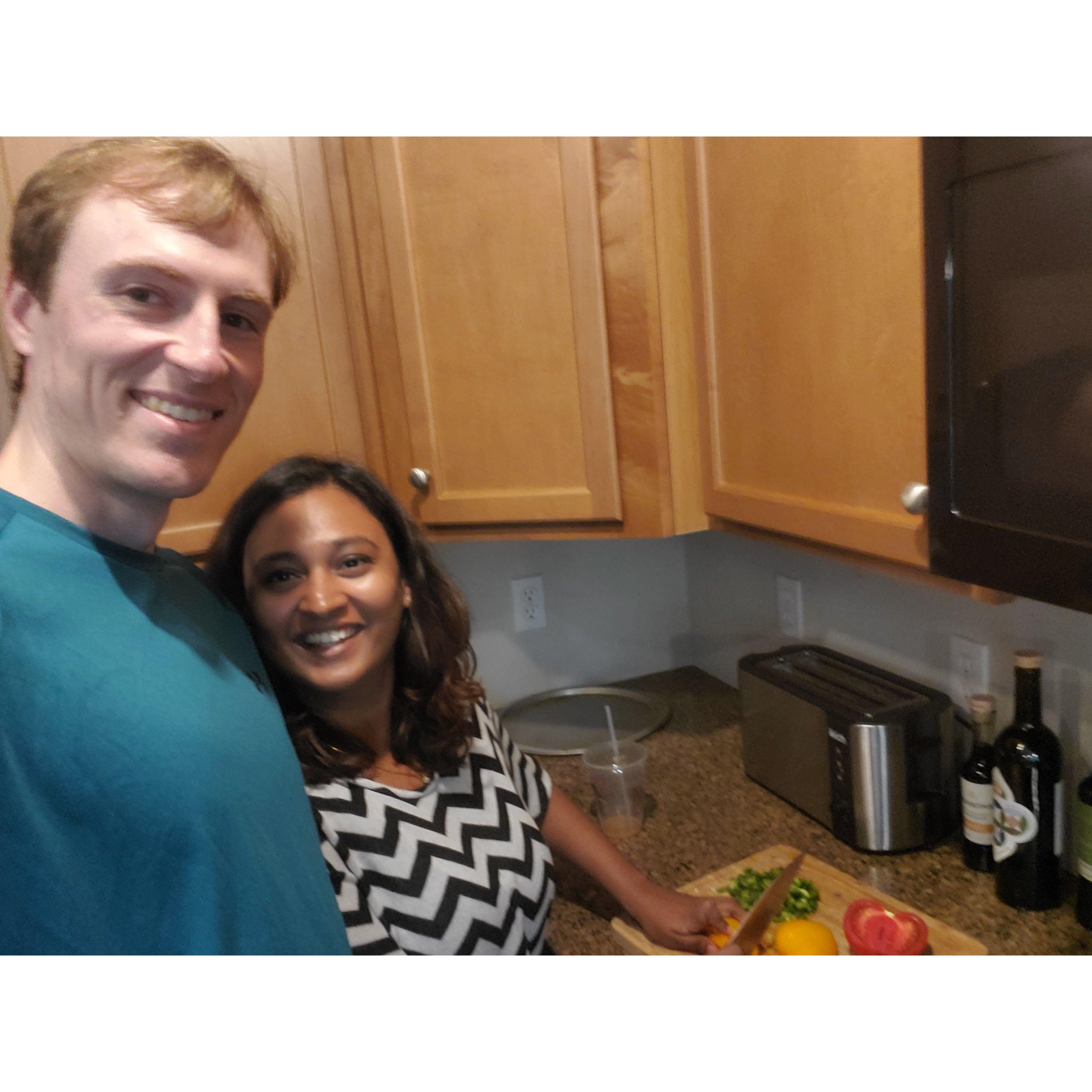First photo we ever took together! Cooking at Drew's house in Bethlehem, PA
