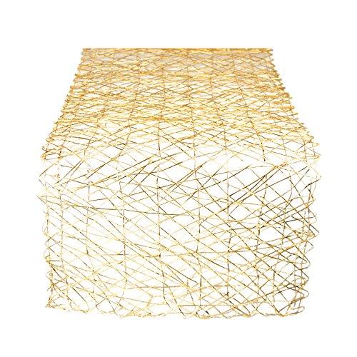 DII Woven Paper Decorative Metallic Table Runner for Holidays, Parties, and Everyday Décor (14x72) Gold