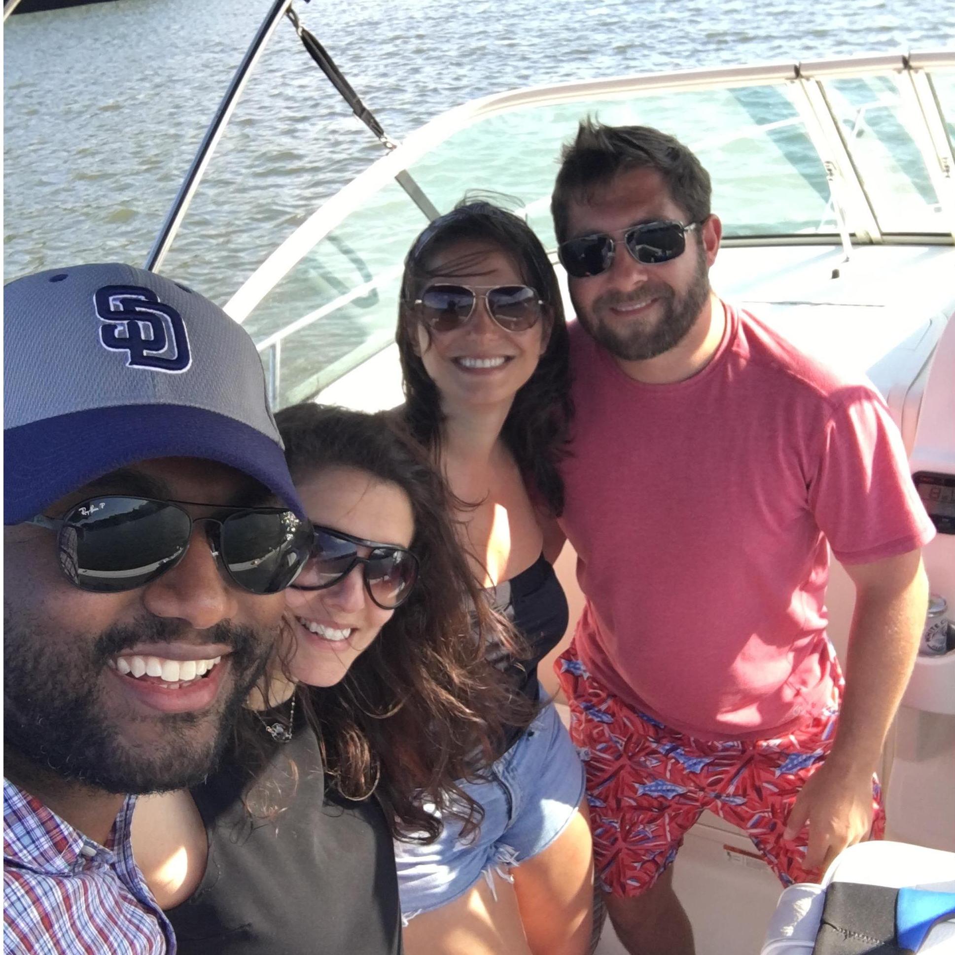 Out on the boat with friends.  Our favorite pastime.