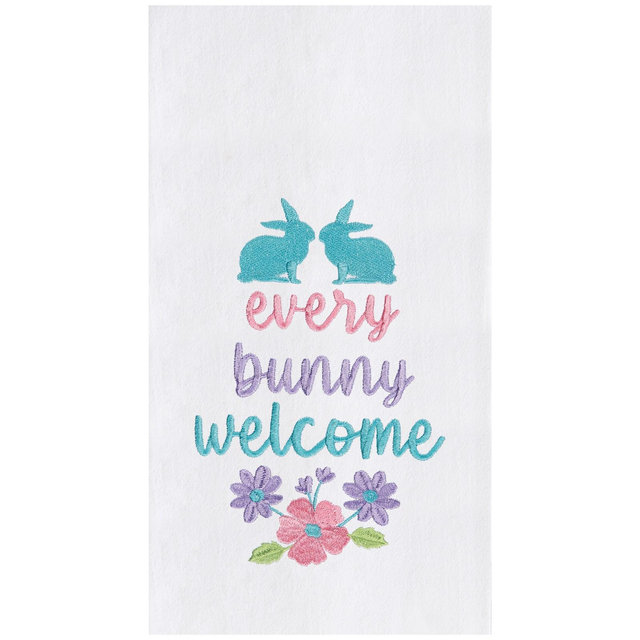 C&F Home "Every Bunny Welcome" Spring Easter Rabbit Embroidered Cotton Flour Sack Kitchen Dishtowel