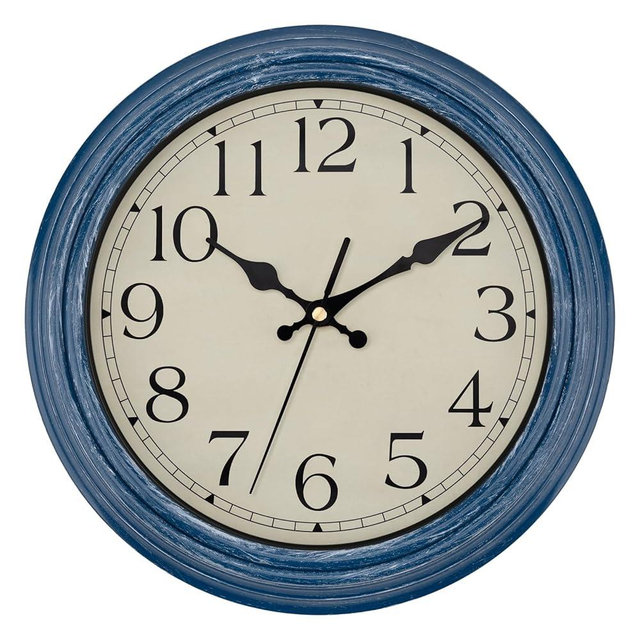 Foxtop 12 Inch Wall Clocks Battery Operated Silent Non-Ticking Classic Vintage Retro Wall Clock Decorative for Office Living Room Kitchen Home (Blue)