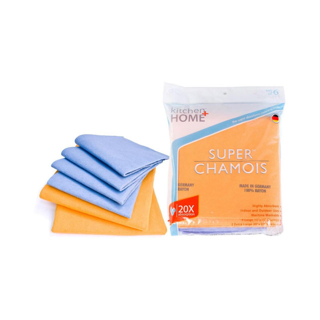 Kitchen + Home Shammy Cloths - Super Absorbent Cleaning Towels - Value 6 Pack