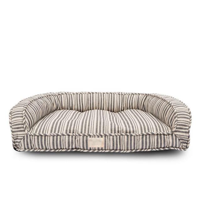 Harry Barker Striped Lounger Pet Bed, Slate Gray, Medium
