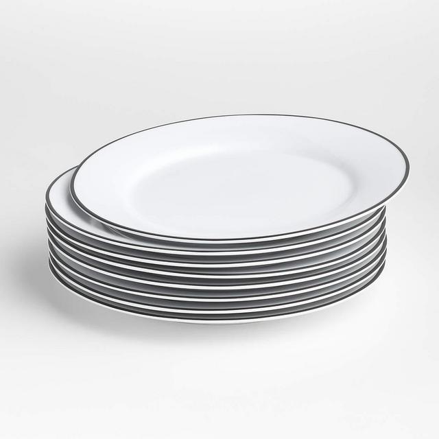 Aspen Rimmed Black Band Salad Plates 8.25", Set of 8