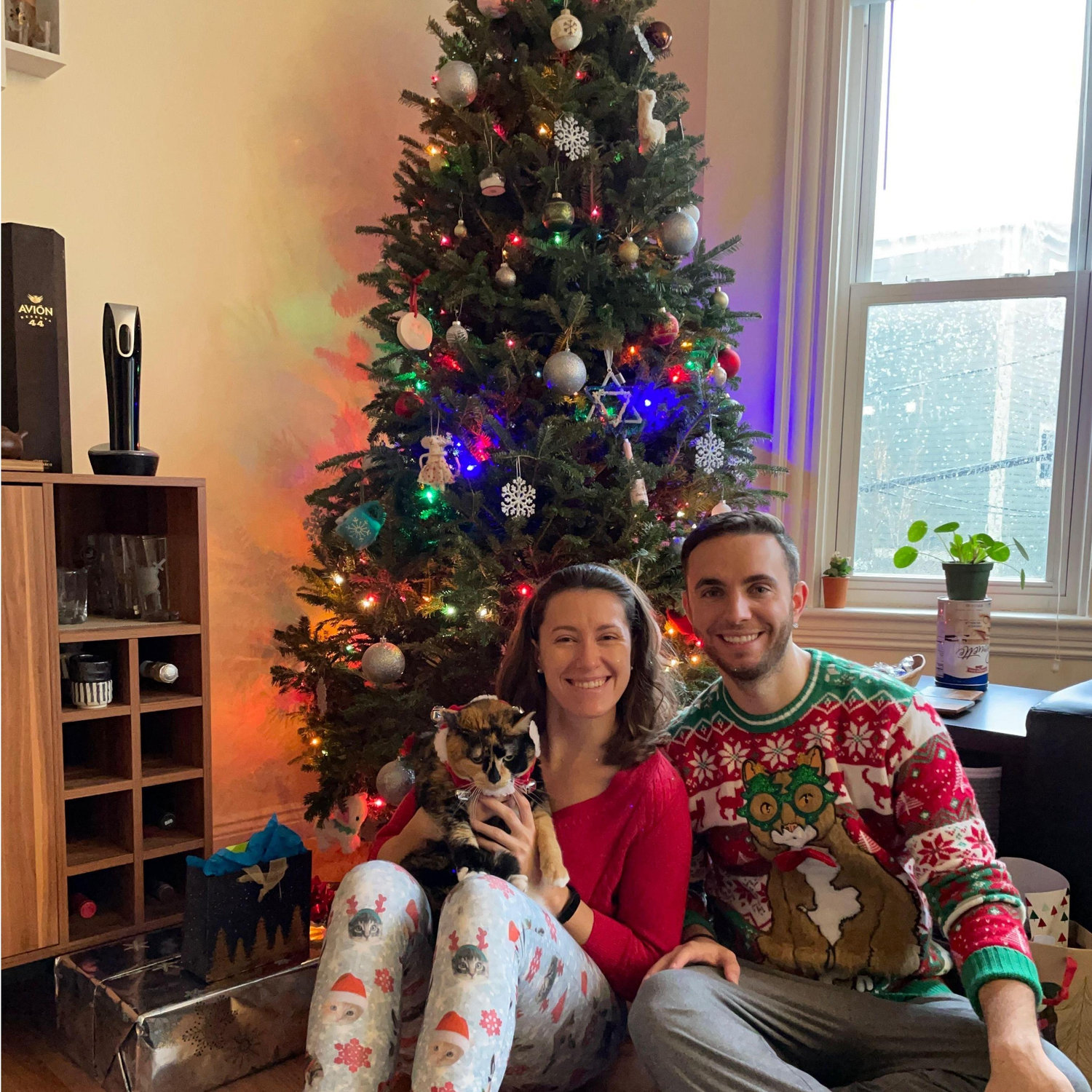 First Christmas living together starring your favorite grumpy kitty Mocha! Ugly sweaters, alpaca leggings and one photogenic kitty cat.