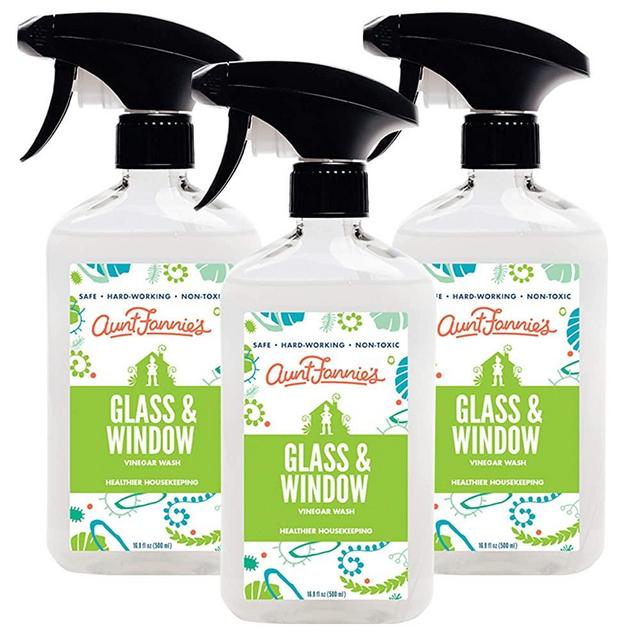 Aunt Fannie's Glass & Window Cleaning Vinegar Wash, Natural Streak-Free Glass Cleaner, 16.9 Oz (3 Pack)