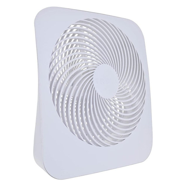 Treva 10-Inch Portable Desktop Battery Fan, Powered by Battery and/or AC Adapter - Air Circulating with 2 Cooling Speeds - White