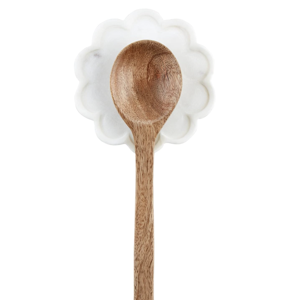 Scalloped Spoon Rest and Wooden Spoon Set