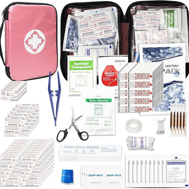 305Pcs Car First Aid Kit Refill Supplies for Business Home First Aid Emergency Kits for Office Business Compact Lovely Bag for Outdoor Activities Skating Boating
