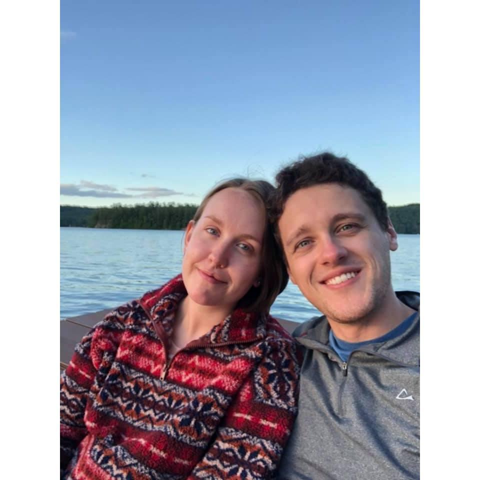 Sitting on a dock on Lac Gagnon