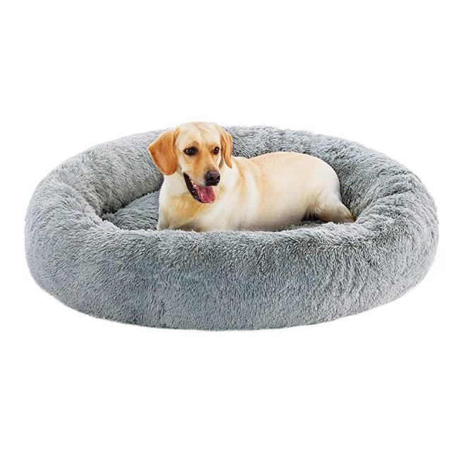Best Friends by Sheri The Original Calming Donut Cat and Dog Bed in Shag Fur Gray, Extra Large 45x45