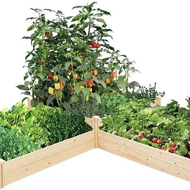 Crownland Outdoor Gardens 9ft Raised Garden Bed Wooden Garden Box, Patio Backyard Raised Beds for Planting Flowers Vegetables Fruits, Natural