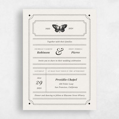 Deep Charcoal, Black Wedding Invitation - Chetumal Classic
