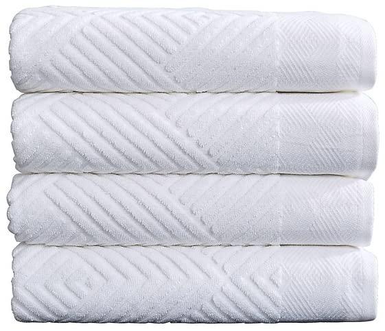 100% Cotton Soft Bath Towels Set | Quick Dry and Highly Absorbent, Textured Bath Towels 27" x 54" (4 Pack)
