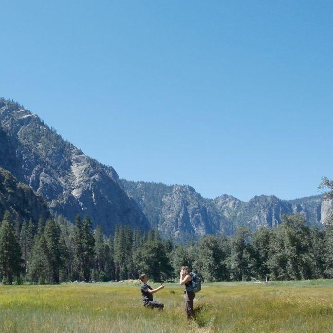 The moment Jon proposed in Yosemite Valley